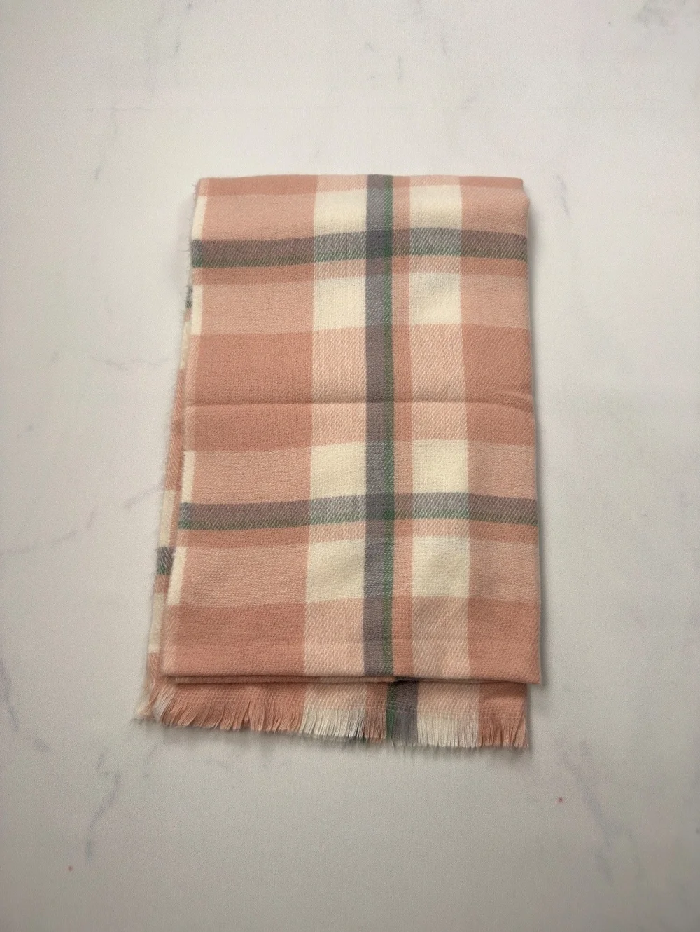 Women Plaid Pink Scarf Soft Cozy Winter Accessory